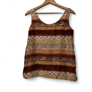 Express brown and tan striped silk tank top #boho late 80s 90s 
#festival